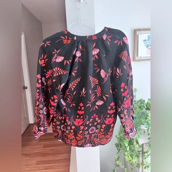 ANTHROPOLOGIE BANJANAN Leonie Black Motif Blouse NWT - Picture 6 of 7